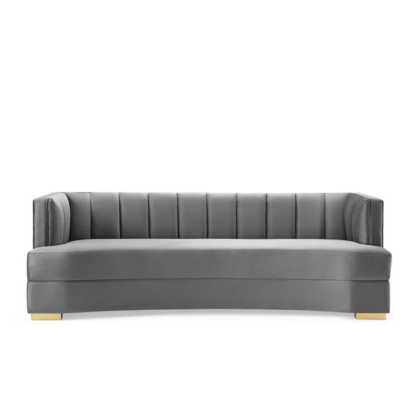 sofas | CasaFoyer Encompass Curved Channel Tufted Performance Velvet Sofa | Elegant & Glamorous | Stain-Resistant | Plush Cushions | Gold Legs | 600 lbs Capacity | casafoyer.myshopify.com