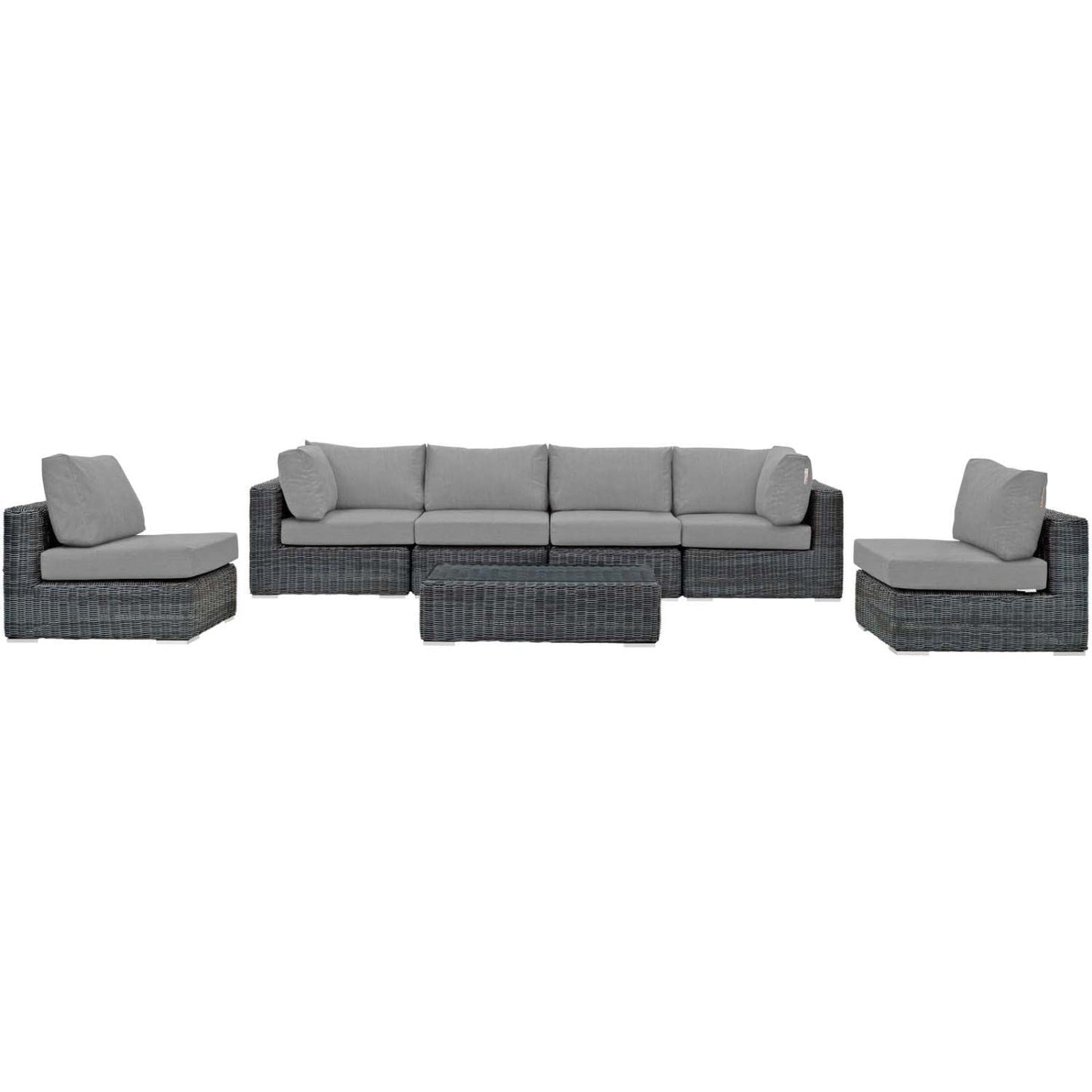 kitchen and dining room sets | CasaFoyer Summon Outdoor Patio Sectional Sofa Set | 7 Piece | Two-Tone Rattan | Sunbrella Cushions | UV Protection | Aluminum Frame | casafoyer.myshopify.com