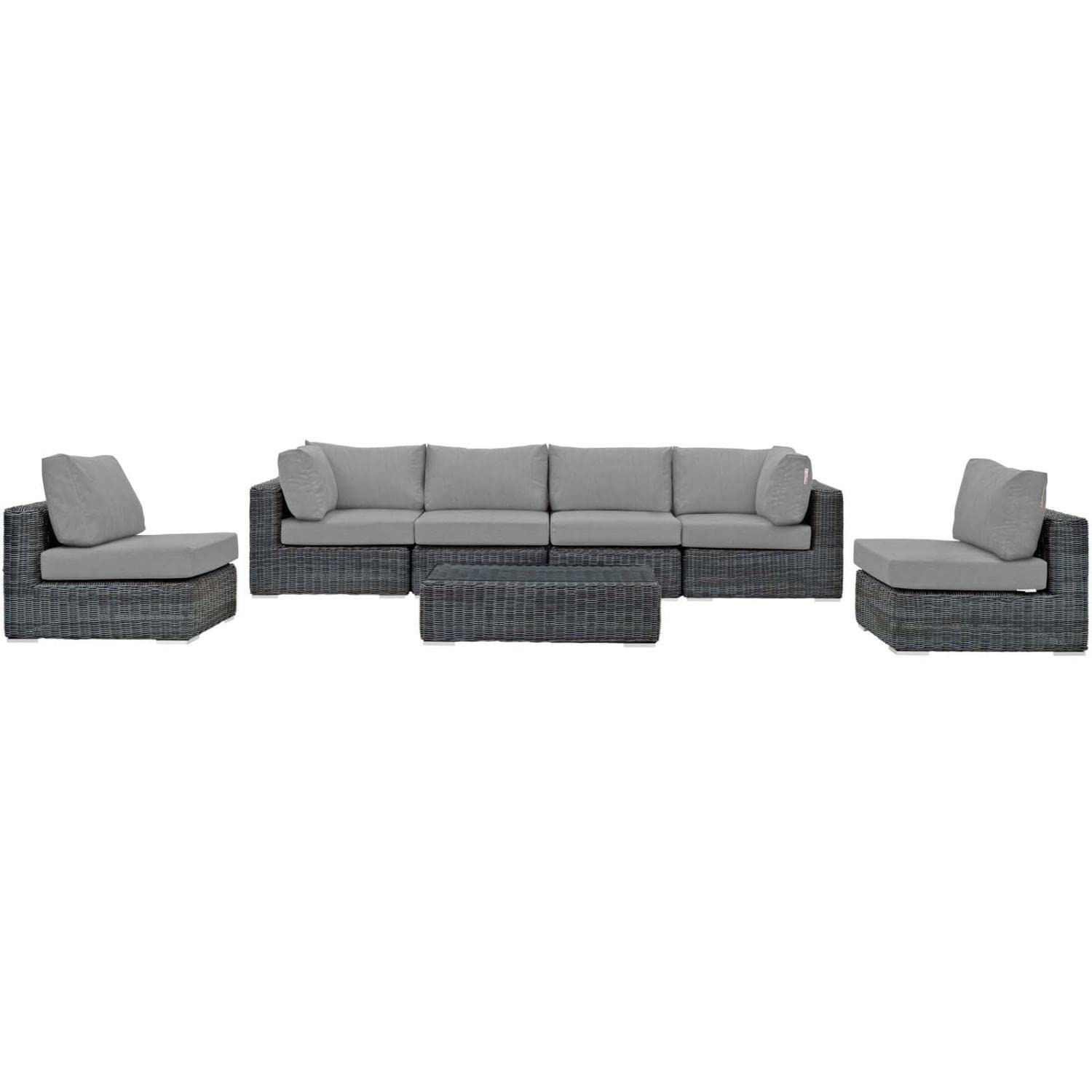 kitchen and dining room sets | CasaFoyer Summon Outdoor Patio Sectional Sofa Set | 7 Piece | Two-Tone Rattan | Sunbrella Cushions | UV Protection | Aluminum Frame | casafoyer.myshopify.com