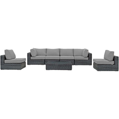 kitchen and dining room sets | CasaFoyer Summon Outdoor Patio Sectional Sofa Set | 7 Piece | Two-Tone Rattan | Sunbrella Cushions | UV Protection | Aluminum Frame | casafoyer.myshopify.com