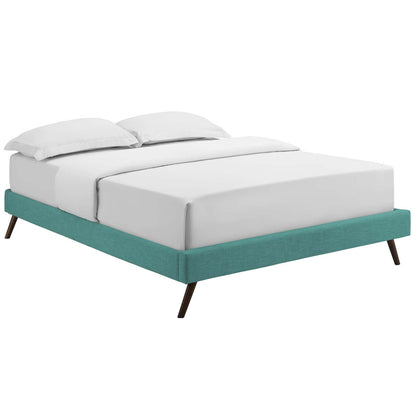 Bed | CasaFoyer  Loryn Platform Bed | Solid Wood Frame | Polyester Upholstery | Tapered Legs | No Box Spring Needed | Teal | casafoyer.myshopify.com
