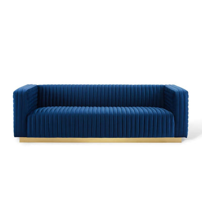 home office desk chairs | CasaFoyer Charisma Channel Tufted Performance Velvet Sofa | Vintage Glamour Design | Stain-Resistant Fabric | Luxurious Seating | Gold Stainless Steel Base | casafoyer.myshopify.com