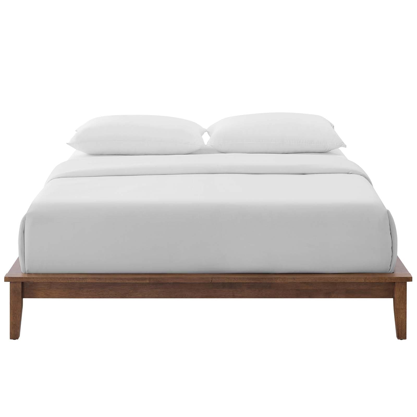 Bed | CasaFoyer  Lodge Full Wood Platform Bed Frame | Rustic & Durable Solid Wood | Supports Memory Foam, Latex, Innerspring, Hybrid Mattresses | No Box Spring Needed | 800 lbs Weight Capacity | Walnut | casafoyer.myshopify.com