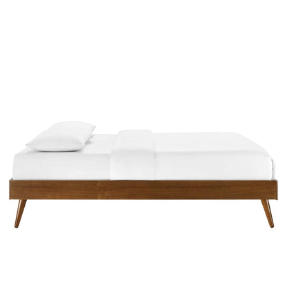 Bed | CasaFoyer Margo Queen Platform Bed Frame | Retro Charm with Modern Accents | Durable Wood Construction | No Box Spring Needed | Walnut Finish | casafoyer.myshopify.com