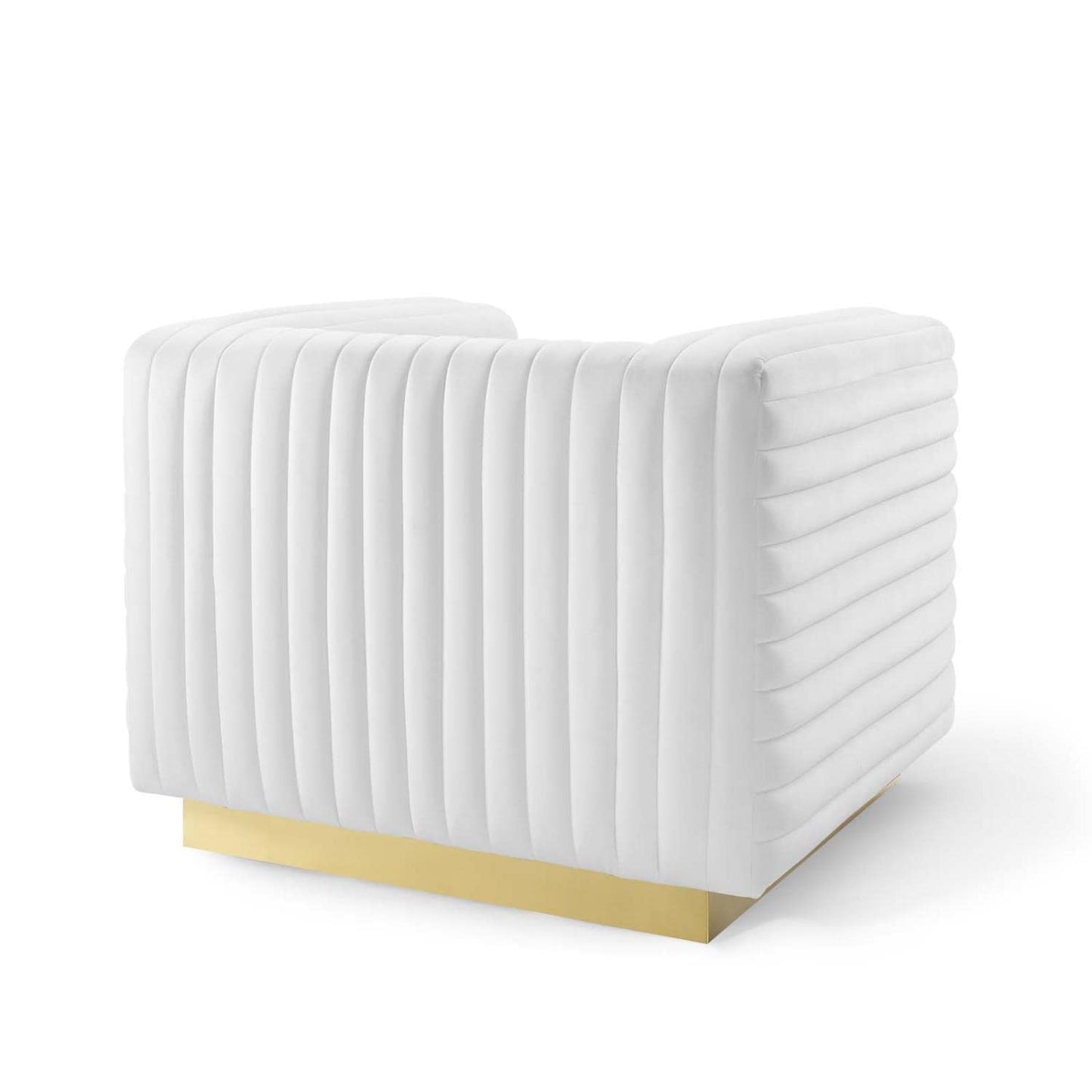 home office desk chairs | CasaFoyer Charisma Channel Tufted Performance Velvet Lounge Armchair | Glamorous Deco Design | Stain-Resistant Fabric | Foam Padding | Gold Stainless Steel Base | Fully Assembled | casafoyer.myshopify.com