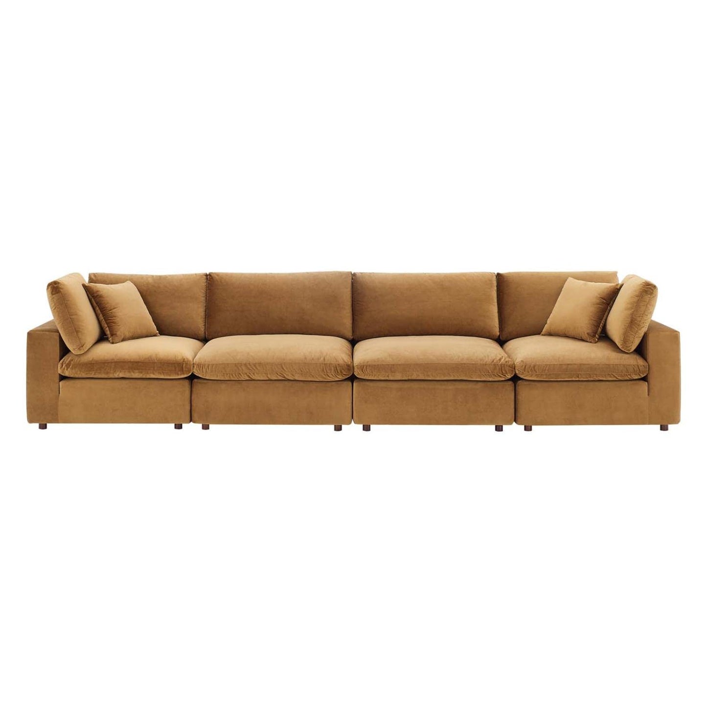 sofas | CasaFoyer Commix Cozy 4-Seater Sofa | Stain-Resistant Velvet | Solid Wood Construction | Foam Padded Cushions | Duck Down Fill | casafoyer.myshopify.com