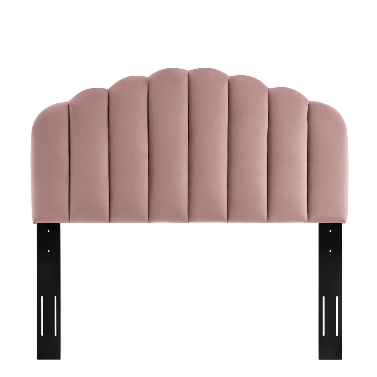 headboards | CasaFoyer Veronique Channel Tufted Scalloped Performance Velvet Full/Queen Headboard | Dusty Rose | casafoyer.myshopify.com