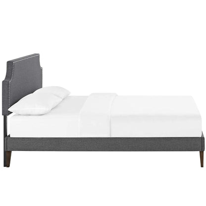 Bed | CasaFoyer Corene King Fabric Platform Bed - Gray | Wooden Frame | Polyester Upholstery | Tapered Legs | Memory Foam Compatible | Modern Bedroom | Mattress Not Included | casafoyer.myshopify.com