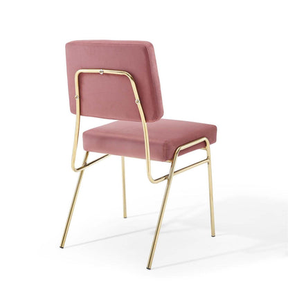 home office desk chairs | CasaFoyer Craft Performance Velvet Upholstered Dining Side Chair | Vintage Glamour | Gold Stainless Steel Frame | Luxurious Seating | Set of 2 | casafoyer.myshopify.com
