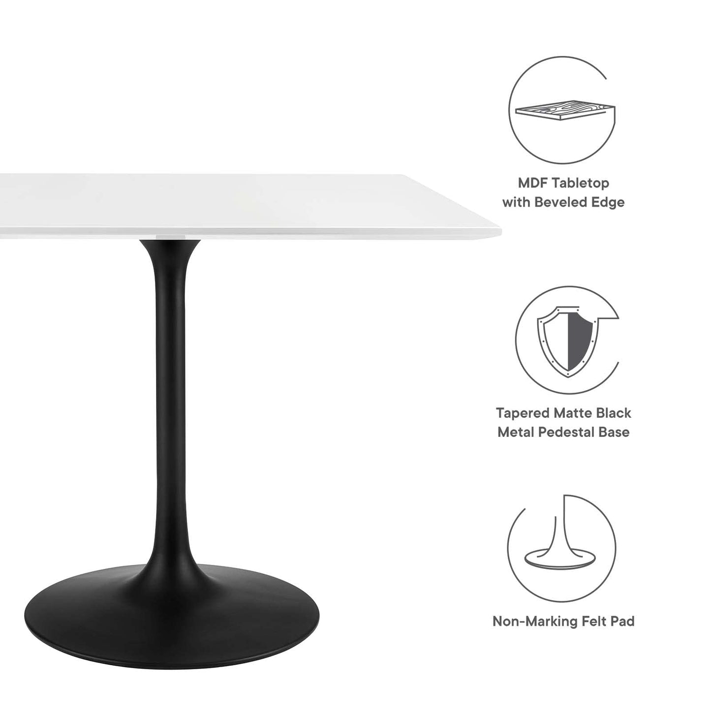 patio dining tables | CasaFoyer Lippa 36 Square Dining Table | Timeless Design | Chip-Resistant Lacquer Finish | Metal Tapered Base | Modernism Icon | casafoyer.myshopify.com