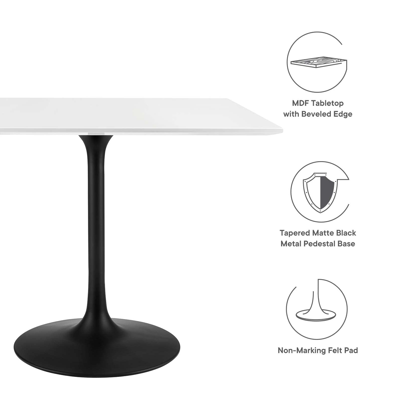 patio dining tables | CasaFoyer Lippa 36 Square Dining Table | Timeless Design | Chip-Resistant Lacquer Finish | Metal Tapered Base | Modernism Icon | casafoyer.myshopify.com