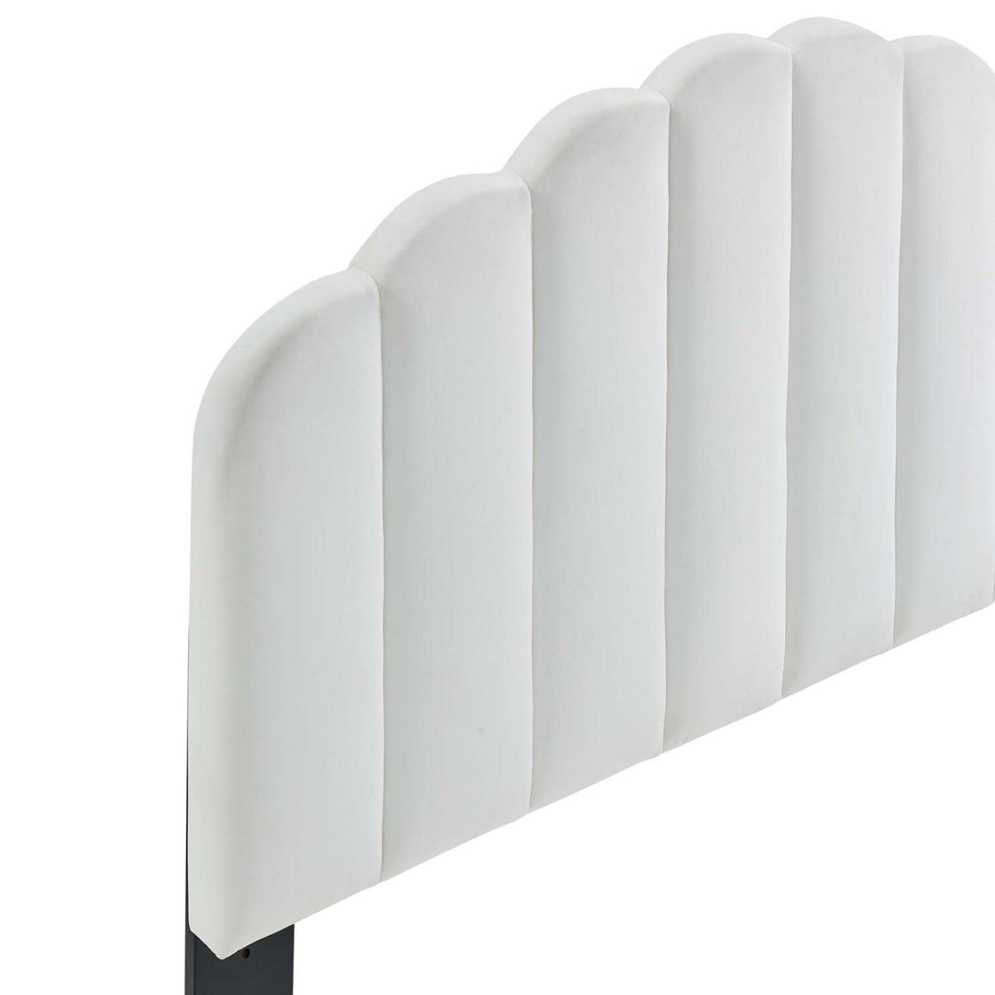 headboards | CasaFoyer Veronique Channel Tufted Scalloped Performance Velvet Full/Queen Headboard | White | casafoyer.myshopify.com
