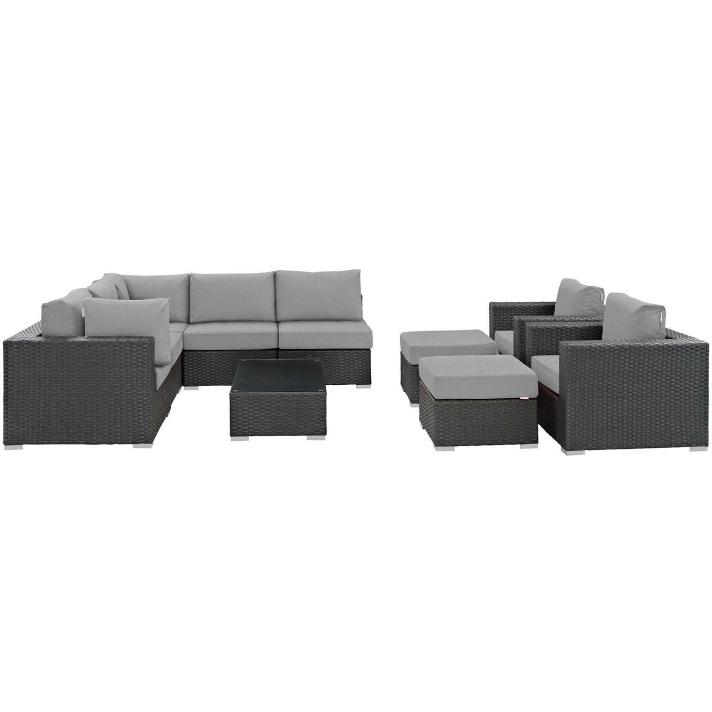 kitchen and dining room sets | CasaFoyer Sojourn Outdoor Patio Furniture Set | Sunbrella Cushions | Synthetic Rattan | UV Protection | Aluminum Frame | 10 Piece Sectional | casafoyer.myshopify.com