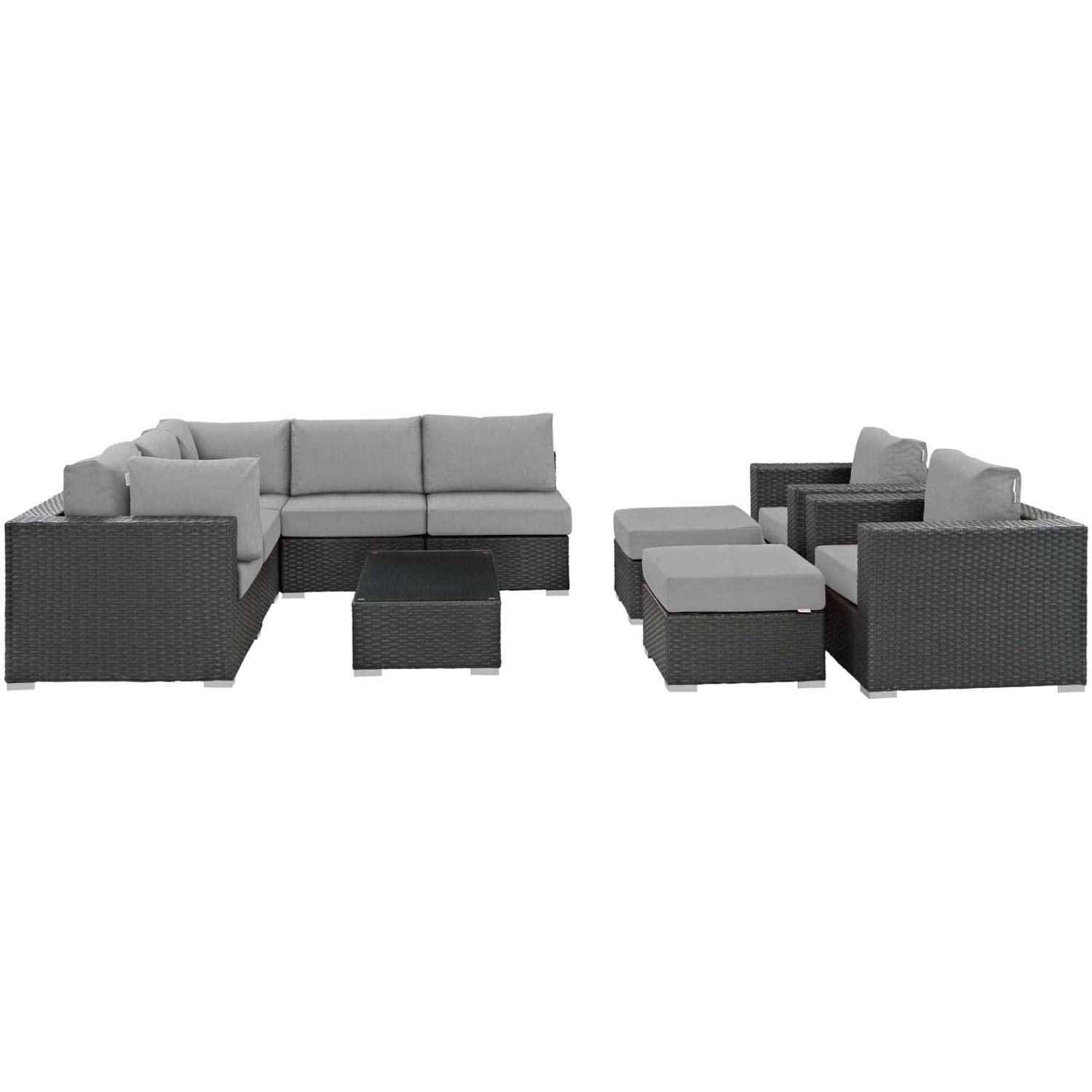 kitchen and dining room sets | CasaFoyer Sojourn Outdoor Patio Furniture Set | Sunbrella Cushions | Synthetic Rattan | UV Protection | Aluminum Frame | 10 Piece Sectional | casafoyer.myshopify.com