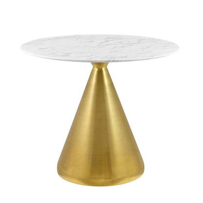 patio dining tables | CasaFoyer Tupelo 36 Dining Table | Modern Style | Mid-Century Charm | Polished Gold Base | Artificial Marble Top | Easy to Clean | Non-Marking Ring | casafoyer.myshopify.com