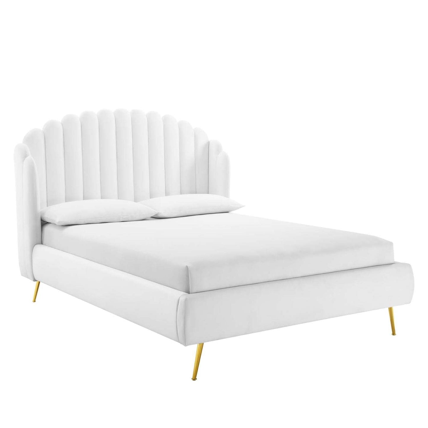 adjustable bed bases | CasaFoyer Lana Performance Velvet Queen Platform Bed | Wingback Tufted Design | Stain-Resistant Velvet Upholstery | Gold Metal Legs | Wood Slat Support System. Upgrade your bedroom with style and comfort. | casafoyer.myshopify.com