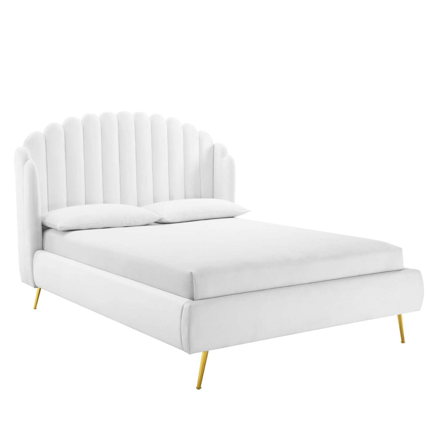 adjustable bed bases | CasaFoyer Lana Performance Velvet Queen Platform Bed | Wingback Tufted Design | Stain-Resistant Velvet Upholstery | Gold Metal Legs | Wood Slat Support System. Upgrade your bedroom with style and comfort. | casafoyer.myshopify.com