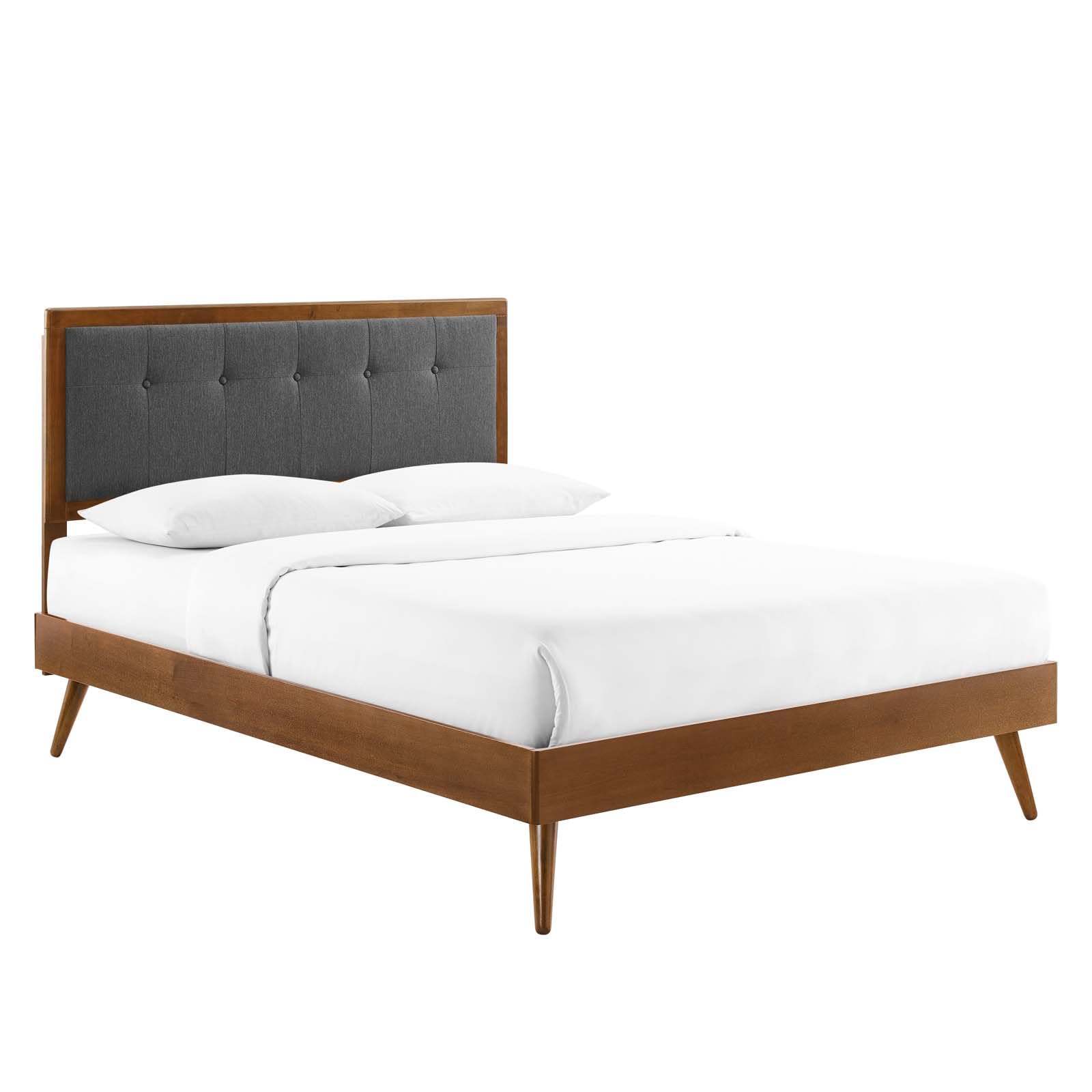 Bed | CasaFoyer Willow Tufted Wood Full Platform Bed | Mid-Century Design | Upholstered Headboard | Wood Frame | Durable Construction | No Box Spring Needed | Easy Assembly | 601 lbs Weight Capacity | casafoyer.myshopify.com