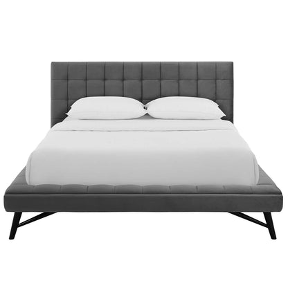 adjustable bed bases | CasaFoyer Julia Queen Platform Bed | Sturdy Plywood Frame | Biscuit Tufted Headboard | Performance Velvet Upholstery | No Box Spring Needed | Gray | casafoyer.myshopify.com