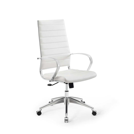 home office desk chairs | CasaFoyer Jive Highback Office Chair | Stylish & Comfortable | Ribbed Vinyl Back | Padded Seat Cushion | 90-Degree Wrist Angling Armrests | Chrome-Plated Aluminum Base | Dual-Wheel Casters | Perfect for Modern Offices | casafoyer.myshopify.com