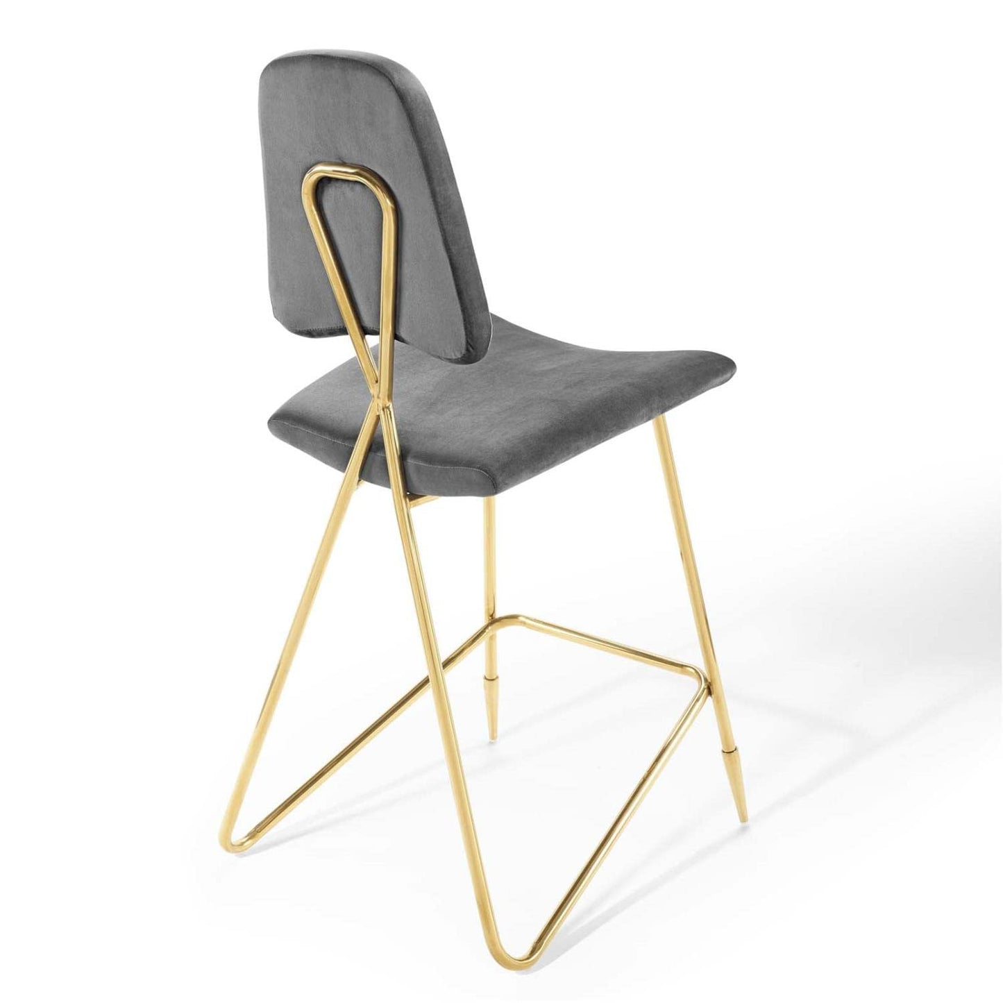 barstools | CasaFoyer Ponder Upholstered Performance Velvet Dining Room Bar Stool | Stylish & Comfortable | Stain-Resistant | Gold Stainless Steel Base | Set of 1 | casafoyer.myshopify.com