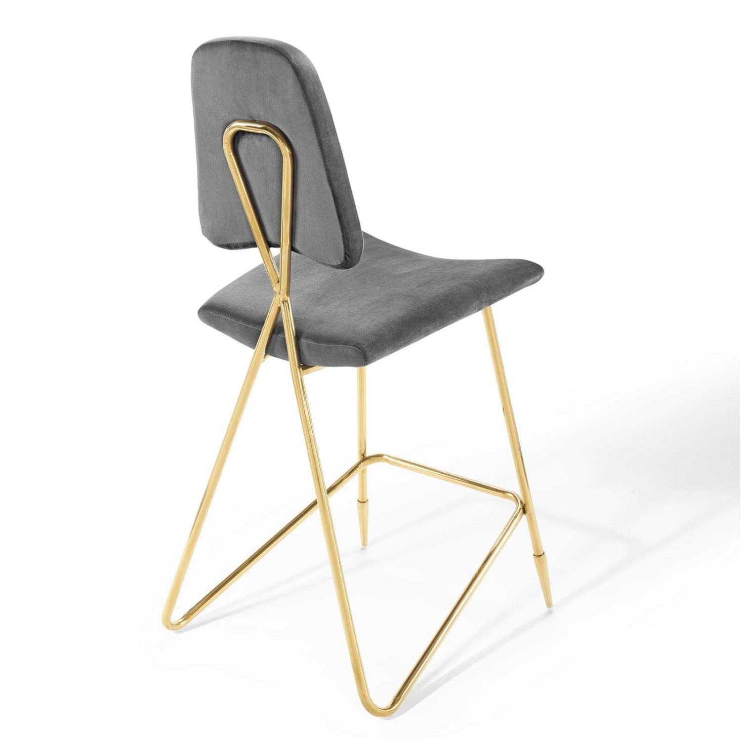 barstools | CasaFoyer Ponder Upholstered Performance Velvet Dining Room Bar Stool | Stylish & Comfortable | Stain-Resistant | Gold Stainless Steel Base | Set of 1 | casafoyer.myshopify.com