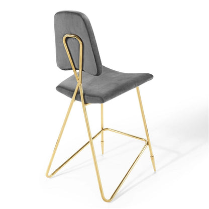 barstools | CasaFoyer Ponder Upholstered Performance Velvet Dining Room Bar Stool | Stylish & Comfortable | Stain-Resistant | Gold Stainless Steel Base | Set of 1 | casafoyer.myshopify.com