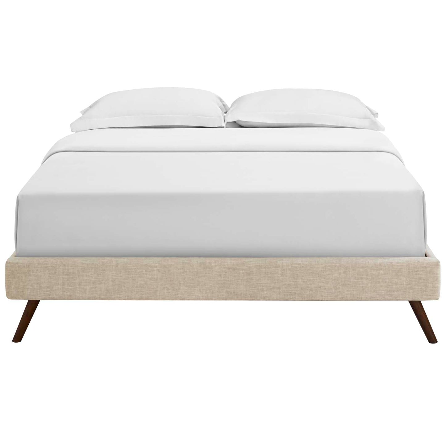 Bed | CasaFoyer Loryn Platform Bed | Solid Wood Frame | Polyester Upholstery | Tapered Legs | No Box Spring Needed | Queen Size | Beige | casafoyer.myshopify.com