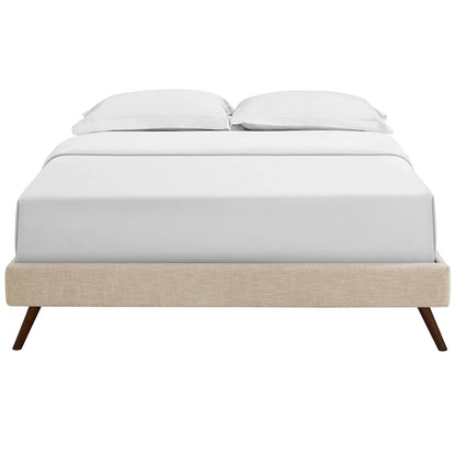 Bed | CasaFoyer Loryn Platform Bed | Solid Wood Frame | Polyester Upholstery | Tapered Legs | No Box Spring Needed | Queen Size | Beige | casafoyer.myshopify.com