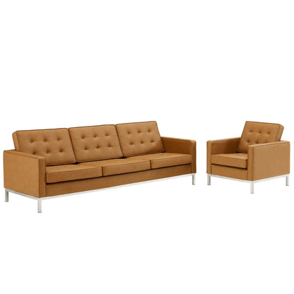 kitchen and dining room sets | CasaFoyer Loft Tufted Faux Leather Accent Sofa & Armchair Set | Stylish & Luxurious | Contemporary Design | 900 lbs Sofa Weight Capacity | 300 lbs Armchair Weight Capacity | casafoyer.myshopify.com