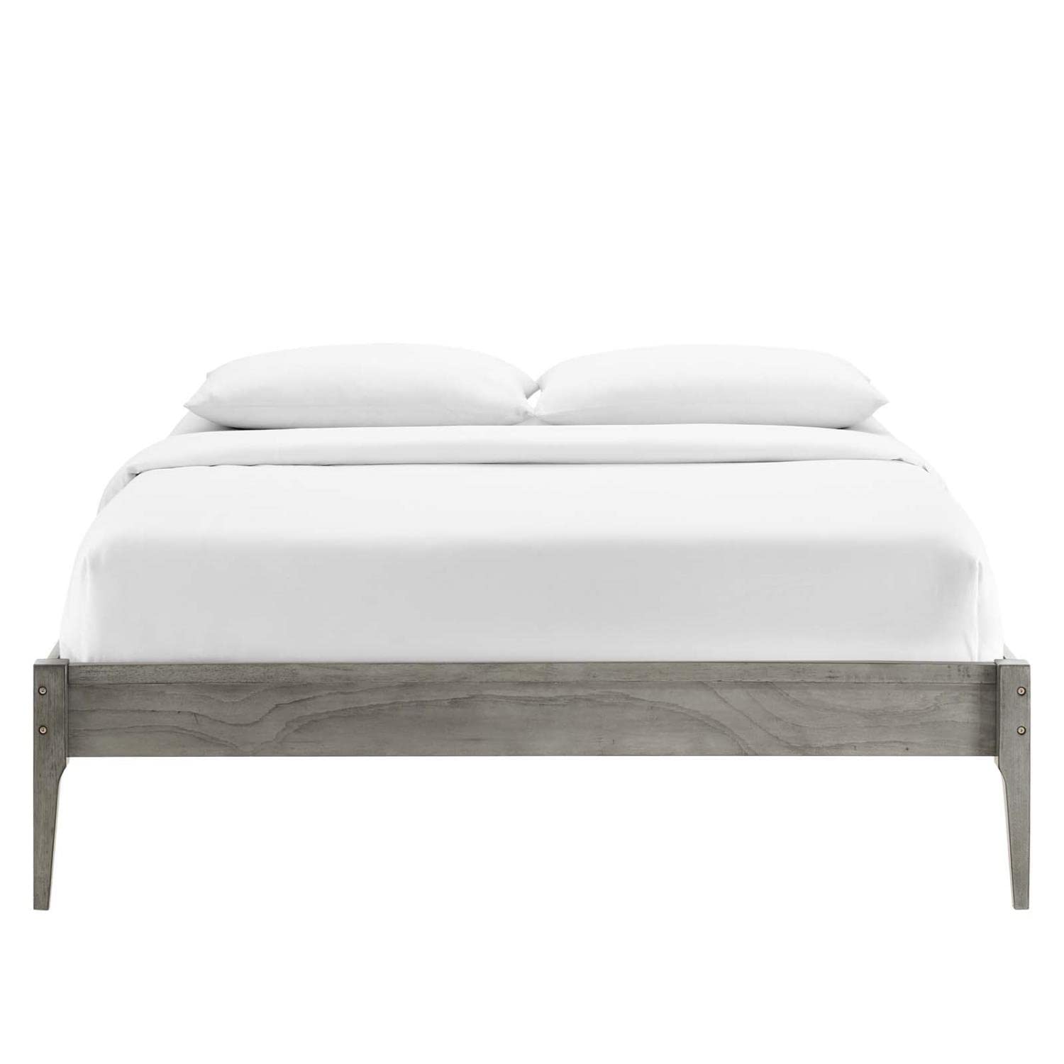 Bed | CasaFoyer June Full Platform Bed | Stylish & Cozy | Mid-Century Design | Sturdy Wood Construction | No Box Spring Needed | Gray | casafoyer.myshopify.com