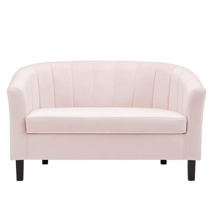 sofas | CasaFoyer Prospect Performance Velvet Loveseat | Modern Twist | Stain-Resistant | Elegant Channel Tufting | Retro Design | Comfortable & Durable | Set with 1 Loveseat | casafoyer.myshopify.com