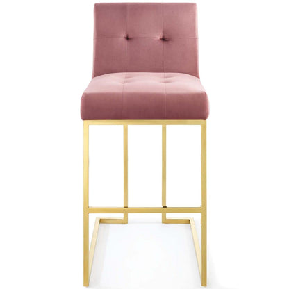 barstools | CasaFoyer Privy Gold Stainless Steel Bar Stool | Plush Velvet Upholstery | Sleek Geometric Base | No Assembly | 331 lbs Weight Capacity | casafoyer.myshopify.com