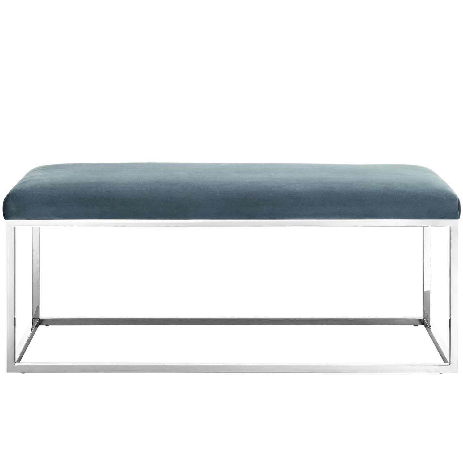 ottomans | CasaFoyer Anticipate Performance Velvet Bench | Modern Design | Luxurious Upholstery | Gold Stainless Steel Base | Non-Marking Footpads | Comfortable Seat Cushion | No Assembly Required | Gray | casafoyer.myshopify.com
