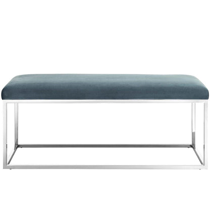 ottomans | CasaFoyer Anticipate Performance Velvet Bench | Modern Design | Luxurious Upholstery | Gold Stainless Steel Base | Non-Marking Footpads | Comfortable Seat Cushion | No Assembly Required | Gray | casafoyer.myshopify.com