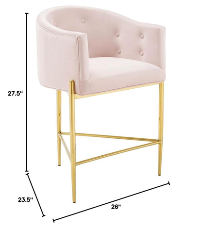 barstools | CasaFoyer Savour Tufted Performance Velvet Counter Stool | Elegant & Comfortable | Stain-Resistant | Chrome Gold Frame | 26H Seat Height | 300 lbs Capacity | casafoyer.myshopify.com