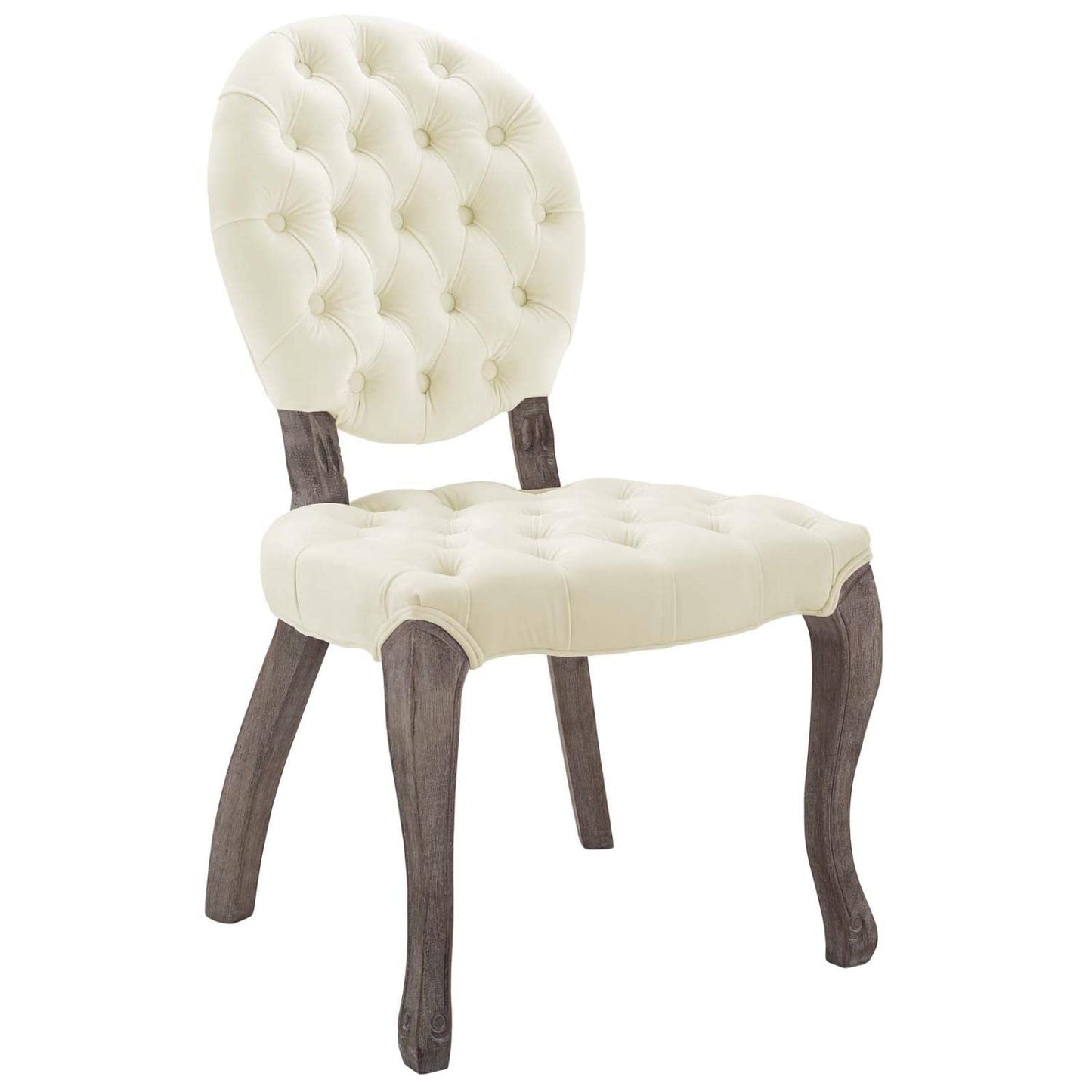 home office desk chairs | CasaFoyer Exhibit French Vintage Performance Velvet Dining Side Chair | Parisian Elegance | Farmhouse Charm | Stain-Resistant | Fully Assembled | Ivory | casafoyer.myshopify.com