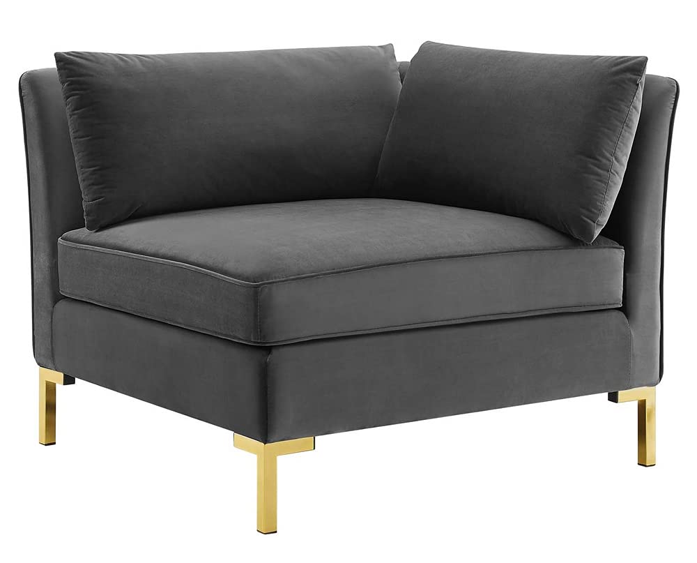 kitchen and dining room sets | CasaFoyer Ardent Performance Velvet 5-Piece Sectional Sofa | Vintage Modern Glam Deco Style | Stain-Resistant | Ultimate Comfort | Gold Metal Legs | Gray | casafoyer.myshopify.com