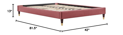Bed | CasaFoyer Harlow Performance Velvet Twin Bed Frame | Wood Legs | Stain-Resistant Velvet Upholstery | Supports Memory Foam, Innerspring, Latex, Hybrid Mattresses | Assembly Required | 800 lbs Weight Capacity | casafoyer.myshopify.com