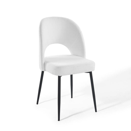 Dining Table | Rouse Upholstered Fabric Dining Side Chair | Stylish & Comfortable | Densely Padded Foam | Soft Fabric Upholstery | Durable Bentwood | Matte Black Stainless Steel Legs | Open Back Design | 331 lbs Weight Capacity | casafoyer.myshopify.com