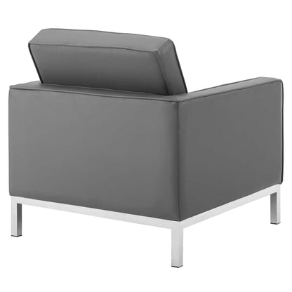 kitchen and dining room sets | CasaFoyer Loft 3 Piece Tufted Faux Leather Accent Set | Modern Design | Stainless Steel Frame | Silver Legs | Sofa & 2 Armchairs | 900 lbs Sofa Capacity | 300 lbs Armchair Capacity | casafoyer.myshopify.com