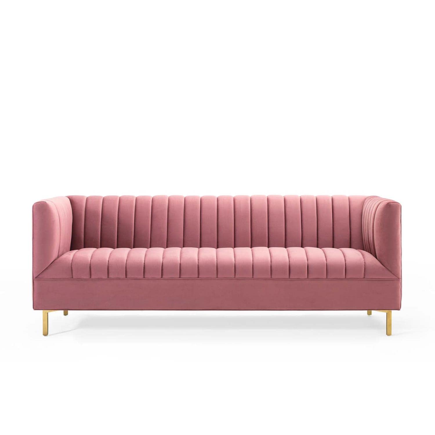 sofas | CasaFoyer Shift Channel Tufted Performance Velvet Living Room Sofa | Elegant Deco Design | Stain-Resistant Upholstery | Gold Stainless Steel Legs | 900 lbs Weight Capacity | casafoyer.myshopify.com