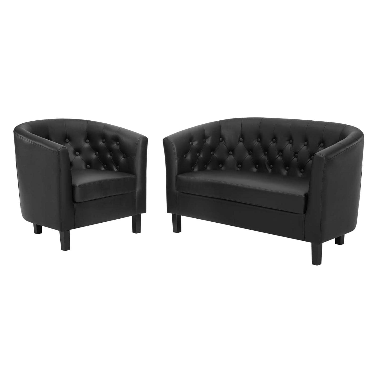 kitchen and dining room sets | CasaFoyer Prospect Collection | Elegant Chesterfield Loveseat & Armchair Set | Plush Comfort & Modern Design | Black Vinyl Upholstery | casafoyer.myshopify.com