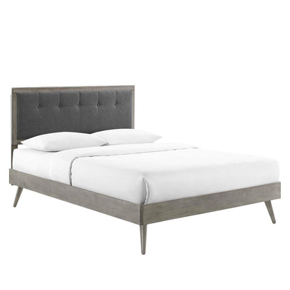 adjustable bed bases | CasaFoyer Willow Tufted Wood Full Platform Bed | Mid-Century Design | Upholstered Headboard | Sturdy Wood Frame | Splayed Legs | Gray Charcoal | casafoyer.myshopify.com