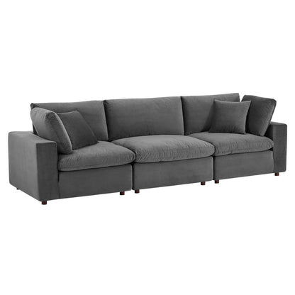 sofas | CasaFoyer Commix Plush Comfort Performance Velvet Sofa Set - Gray | Stain-Resistant | Solid Wood Construction | Duck Down Cushions | Ideal for Living, Family, Game Room | Includes Armless & Corner Chairs | casafoyer.myshopify.com
