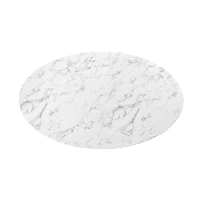 Dining Table | Lippa 60 Oval Marble Dining Table | Timeless Modern Design | Scratch Resistant Finish | Elegant & Contemporary | White | casafoyer.myshopify.com
