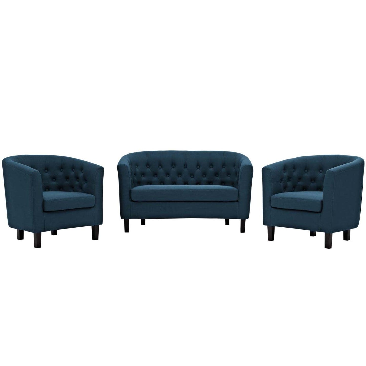 kitchen and dining room sets | CasaFoyer Prospect Button Tufted Upholstered Fabric Sofa Furniture Set | Luxurious Chesterfield Design | Plush Foam Padding | Durable Upholstery | Includes Loveseat & Armchairs | Espresso Stained Legs | Cozy & Inviting Living Room Set | casafoyer.myshopify.com