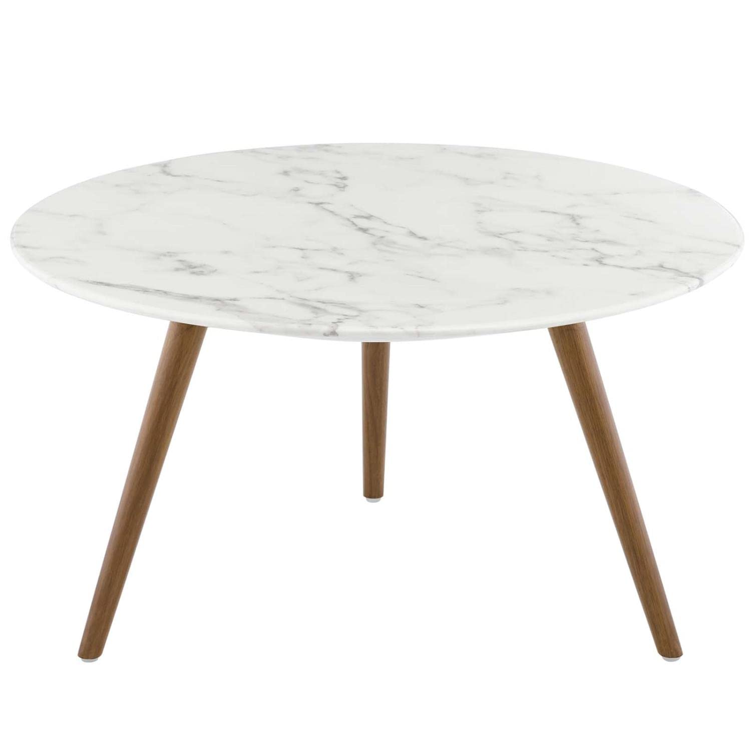 coffee tables | Ergode Lippa 28 Round Coffee Table | Walnut Veneer MDF Top | Scratch-Resistant Finish | Tripod Base | Modern Design for Living Room, Lounge, Home Office | casafoyer.myshopify.com