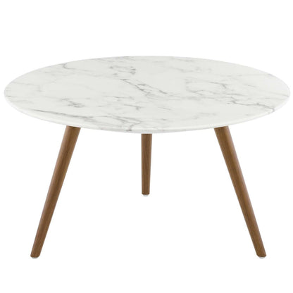 coffee tables | Ergode Lippa 28 Round Coffee Table | Walnut Veneer MDF Top | Scratch-Resistant Finish | Tripod Base | Modern Design for Living Room, Lounge, Home Office | casafoyer.myshopify.com