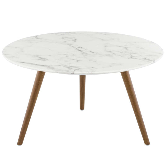 coffee tables | Ergode Lippa 28 Round Coffee Table | Walnut Veneer MDF Top | Scratch-Resistant Finish | Tripod Base | Modern Design for Living Room, Lounge, Home Office | casafoyer.myshopify.com